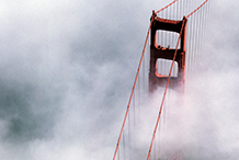 Golden Gate Bridge as the morning fog burns off.